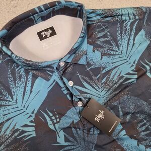 Waggle Golf Polo Shirt Mens 2XL Blue Palms‎ Performance Stretch NEW